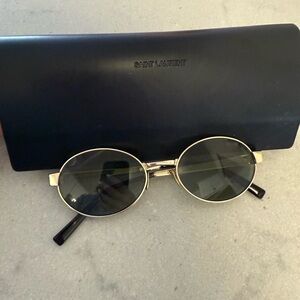 Saint Laurent Gold Oval Sunglasses